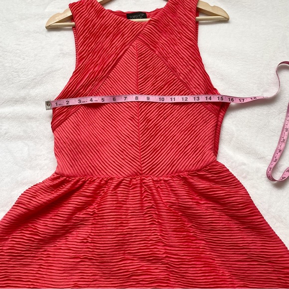 Topshop Coral Micro Pleated Fit & Flare Dress - Picture 10 of 12